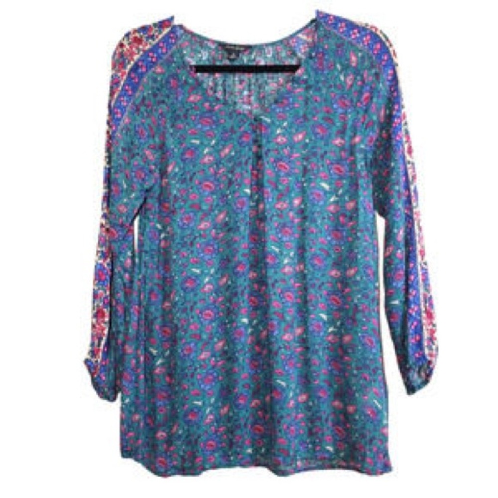 Lucky Brand Floral Long-Sleeve Blouse with Puff Sleeves